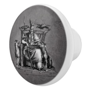 Odin-raven op stenen troon Viking-mythologie steen Keramische Knop