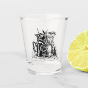 Odin-raven op stenen troon Viking-mythologie steen Shot Glas