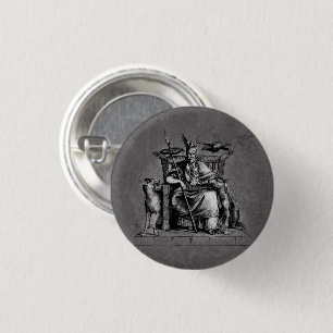 Odin ravenen op zijn stenen troon viking mythologi ronde button 3,2 cm
