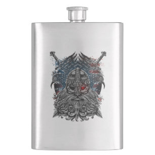 Odin ravens en swords Viking Mythology USA vlag Flacon