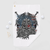 Odin ravens en swords Viking Mythology USA vlag Golfhanddoek (Insitu)