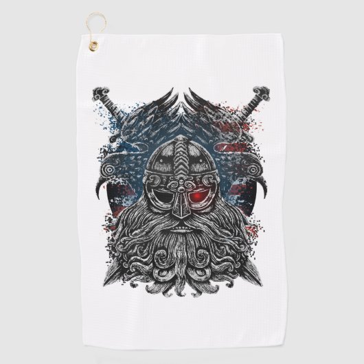 Odin ravens en swords Viking Mythology USA vlag Golfhanddoek (Voorkant)
