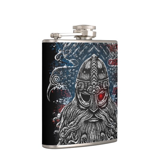 Odin ravens en swords Viking Mythology USA vlag Heupfles (Rechts)