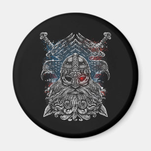 Odin ravens en swords Viking Mythology USA vlag Magneet