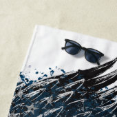 Odin ravens en swords Viking Mythology USA vlag Strandlaken (In situ)