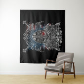 Odin ravens en swords Viking Mythology USA vlag Wandkleed (In situ)