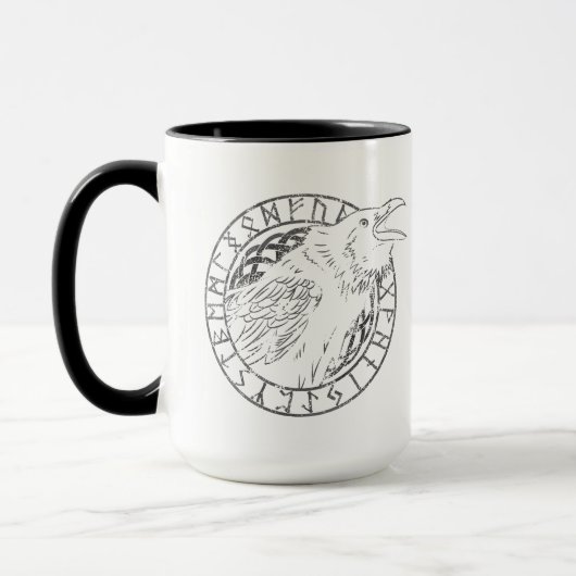 Odin Ravens Huginn Muninn Viking Runic Cirkel Mok (Links)
