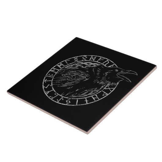 Odin Ravens Huginn Muninn Viking Runic Cirkel Tegeltje (Zijkant)