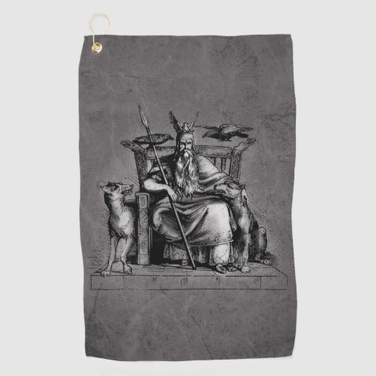 Odin ravens op zijn steentroon die de mythologie v golfhanddoek (Voorkant)