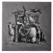 Odin ravens op zijn steentroon die de mythologie v tegeltje (Voorkant)