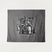 Odin ravens op zijn steentroon die de mythologie v wandkleed (Voorkant (horizontaal))