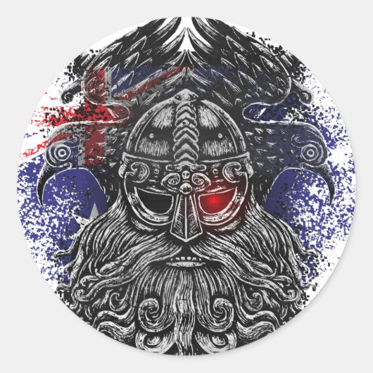 Odin ravens swords Viking Mythology Australia vlag Ronde Sticker (Voorkant)