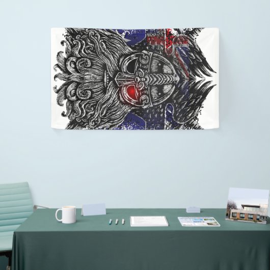 Odin ravens swords Viking Mythology Australia vlag Spandoek (Beurs)