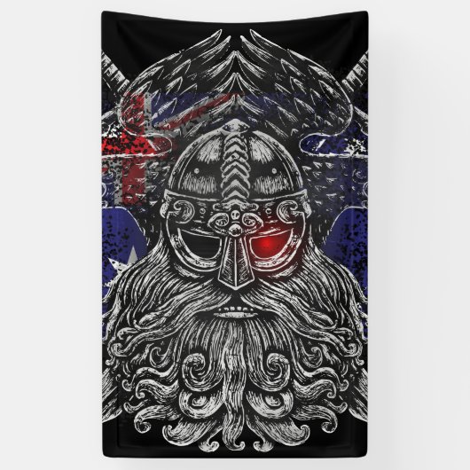 Odin ravens swords Viking Mythology Australia vlag Spandoek (Verticaal)
