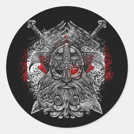 Odin ravens swords Viking Mythology Canada vlag Ronde Sticker (Voorkant)
