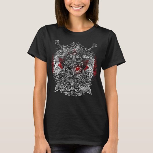 Odin ravens swords Viking Mythology Canada vlag T-shirt (Voorkant)