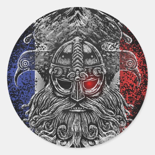 Odin ravens swords Viking Mythology France vlag Ronde Sticker (Voorkant)