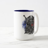 Odin ravens swords Viking Mythology France vlag Tweekleurige Koffiemok (Voorkant rechts)