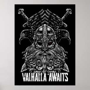 Odin ravens Viking Mythology Valhalla wacht op Poster