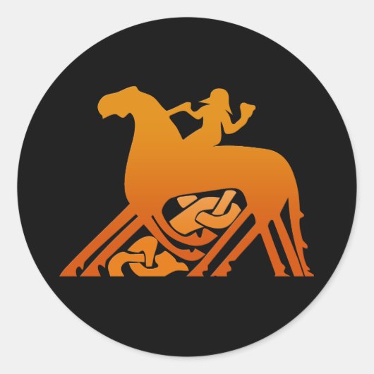 Odin Riding op Sleipnir Viking Mythologie Ronde Sticker (Voorkant)