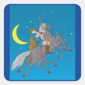 Odin Riding Sleipnir Noorse mythologie Viking God Vierkante Sticker (Voorkant)