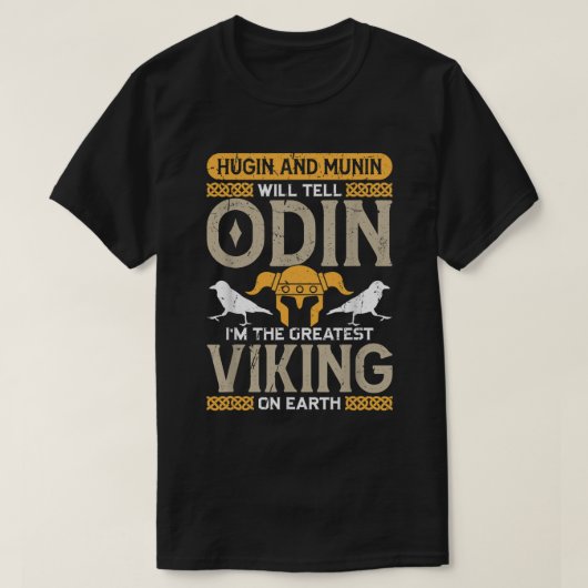 Odin Viking Helmet Hugin en Munin Nordic Mytholog T-shirt (Design voorkant)