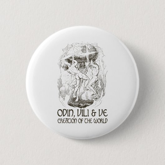 Odin, Vili en Ve Ronde Button 5,7 Cm (Voorkant)