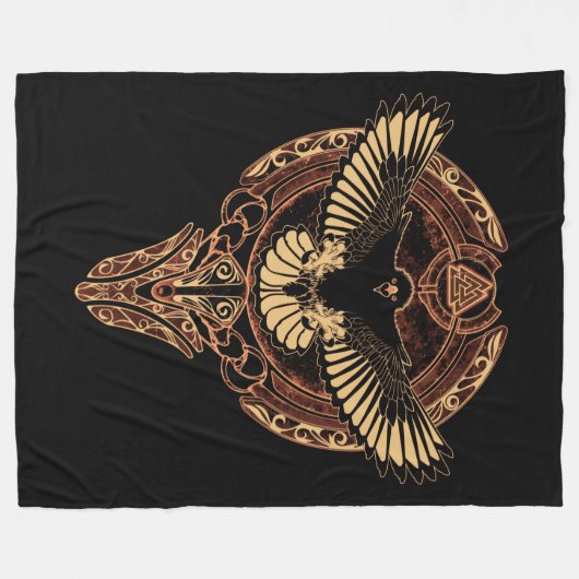Odin's Eagle Hawk en Valknut Fleece Blanket Deken (Voorkant (Horizontaal))
