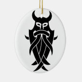 Odin's Mask Tribal (zwart) Keramisch Ornament (Rechts)