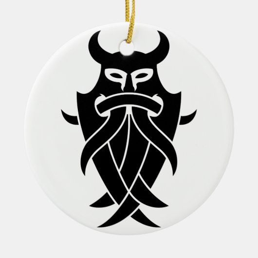 Odin's Mask Tribal (zwart) Keramisch Ornament (Voorkant)