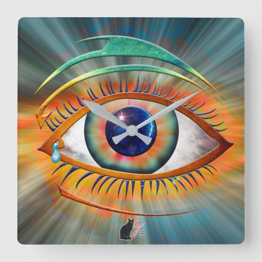 Odin's Oog Vierkante Klok (Voorkant)