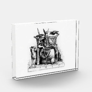 Odins raven op zijn stenen troon Viking-mythologie Fotoblokken