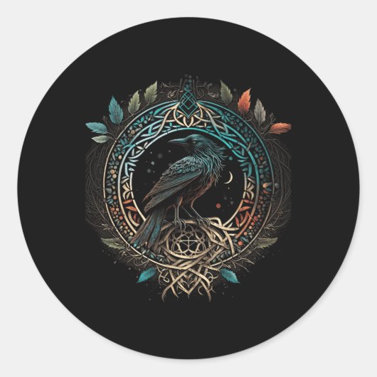Odin's vogel Noord-Valhalla Noordse mythologie Ronde Sticker (Voorkant)