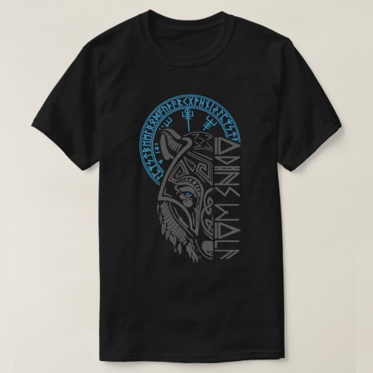 Odin's Wolf Mask runt Norse Compass Valhalla Viki T-shirt (Design voorkant)