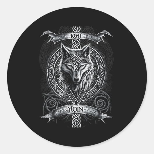 Odin's Wolf Noord-Valhalla Noordse mythologie Ronde Sticker (Voorkant)