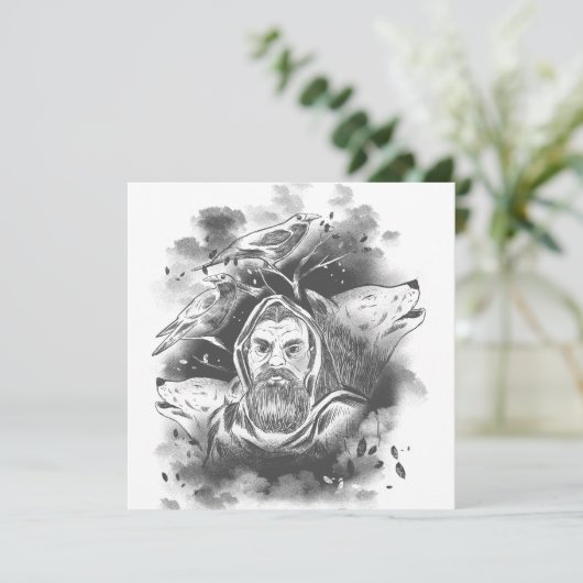 Odin's wolven hand getrokken (Staand voorkant)