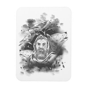Odin's wolven hand getrokken magneet