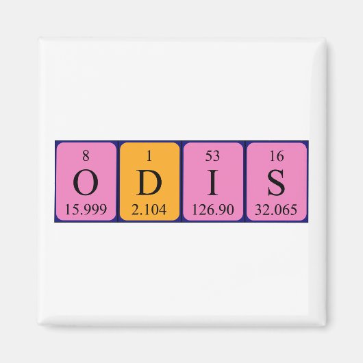 Odis periodieke tabelnaam magnet (Voorkant)