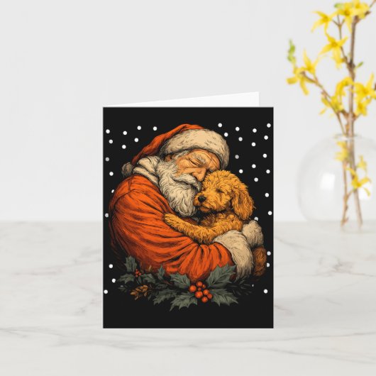 Odle Dog And Santa Claus Winter Season Christmas A Kaart (Gele Bloem)