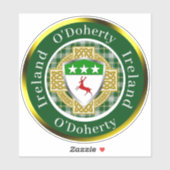 O'Doherty Ierse Schild/Celtisch Kruis Persoonlijk Sticker (Vel)