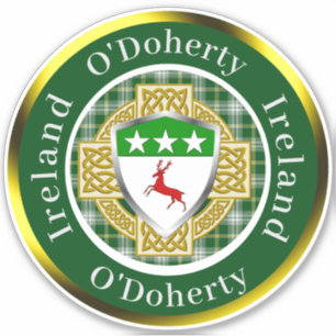 O'Doherty Ierse Schild/Celtisch Kruis Persoonlijk Sticker