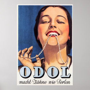 ODOL Toothpaste Pearl White Teeth Duitse Retro Poster