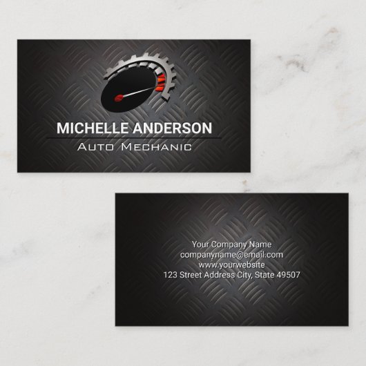 Odometer | Auto-Logo | Metaal Visitekaartje (Voorkant / Achterkant)