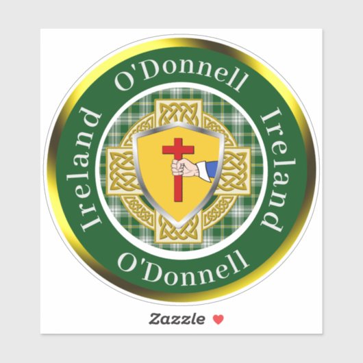 O'Donnell Irish Shield/Celtic Cross Personalized Sticker (Vel)