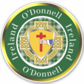 O'Donnell Irish Shield/Celtic Cross Personalized Sticker (Voorkant)