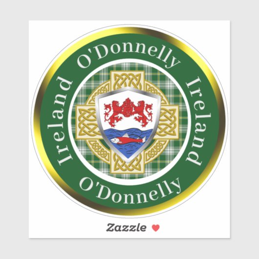 O'Donnelly Irish Shield/Celtic Cross Personalized Sticker (Vel)