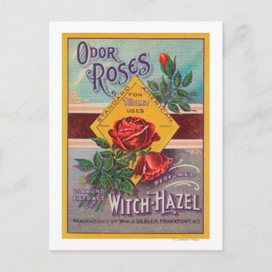 Odor Rozen Witch-Hazel LabelFrankfort, NY Briefkaart (Voorkant)