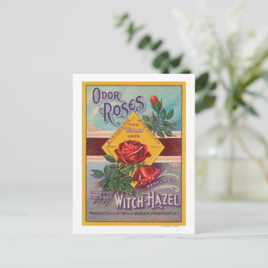 Odor Rozen Witch-Hazel LabelFrankfort, NY Briefkaart (Staand voorkant)