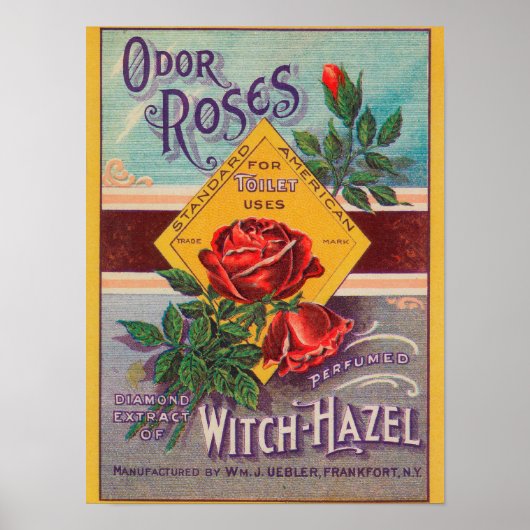 Odor Rozen Witch-Hazel LabelFrankfort, NY Poster (Voorkant)
