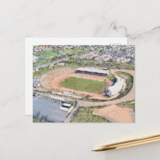 Odsal Stadium, Bradford Aerial Artwork Briefkaart (Voorkant / Achterkant in situ)